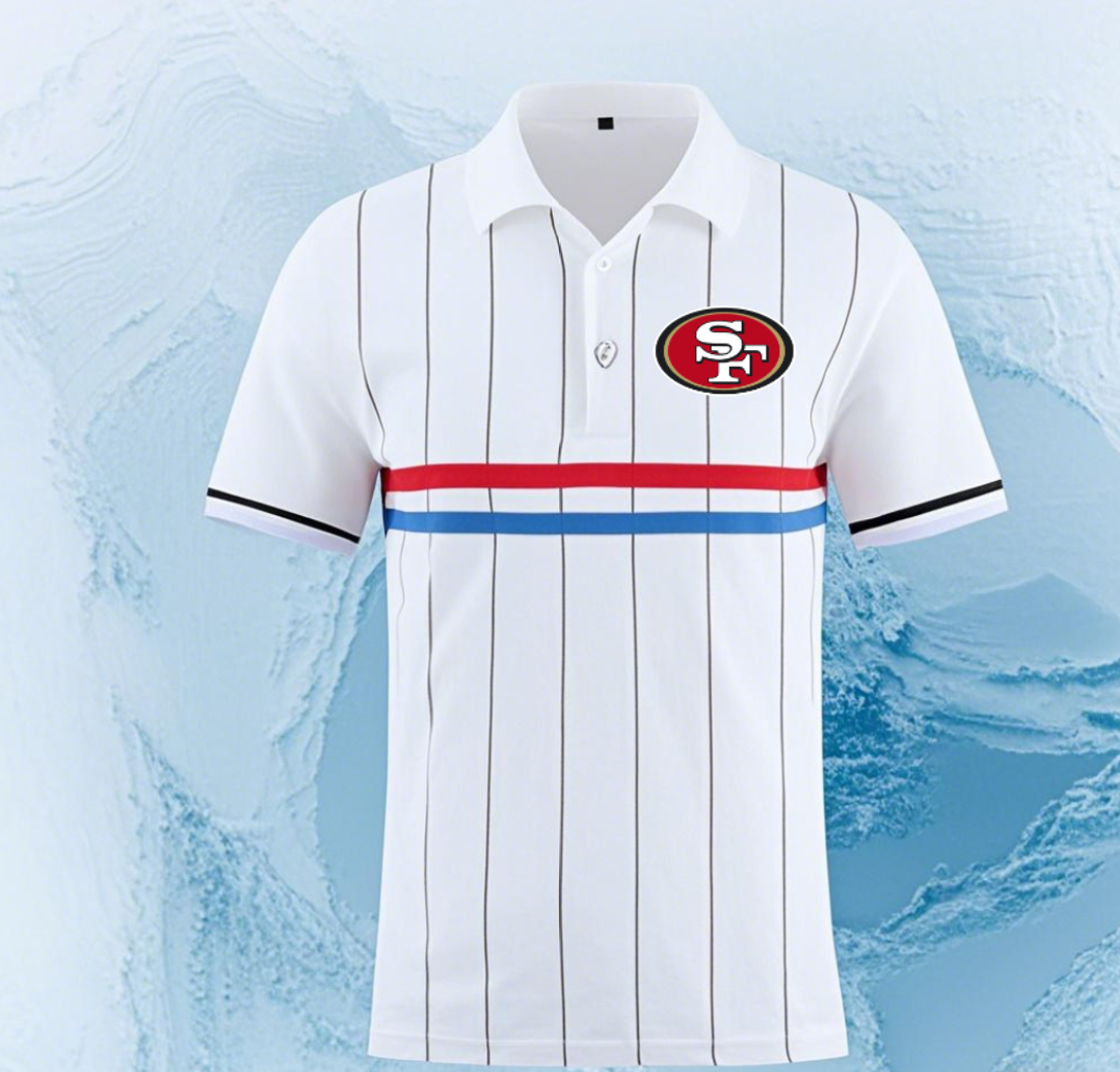 San Francisco 49ers white Men 2025 NFL polo T shirt->nfl t-shirts->Sports Accessory